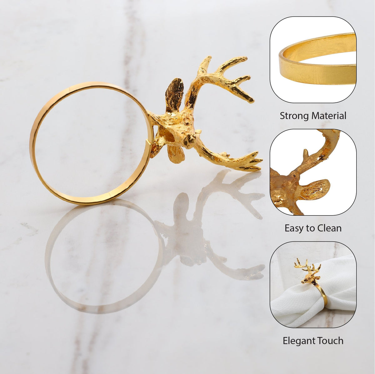 Reindeer Gold Napkin Rings