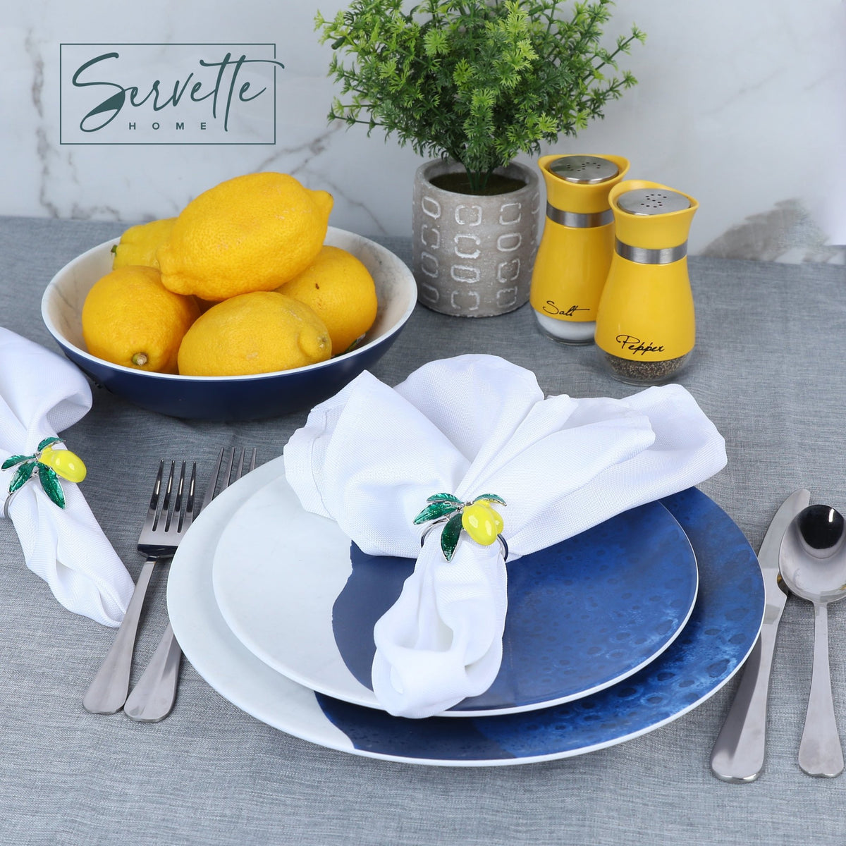 Lemons with Green Leaves Napkin Rings