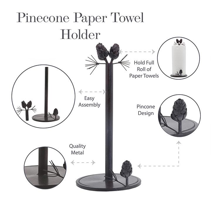 Wrought Iron Counter Top Pinecone Paper Towel Holder