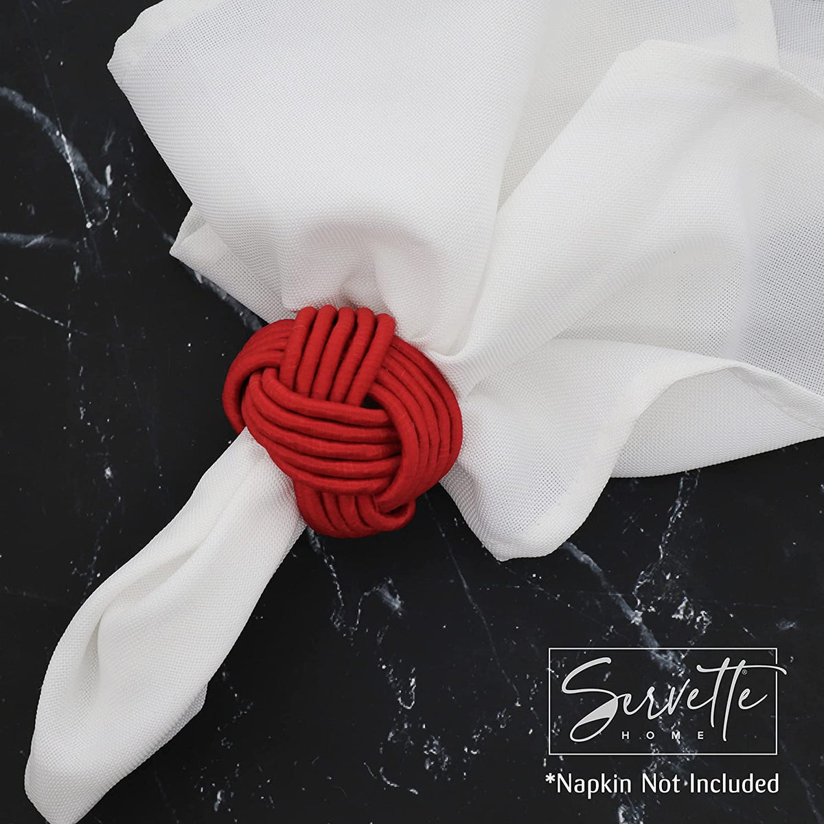 Red Braided Rope Napkin Rings - Set of 4
