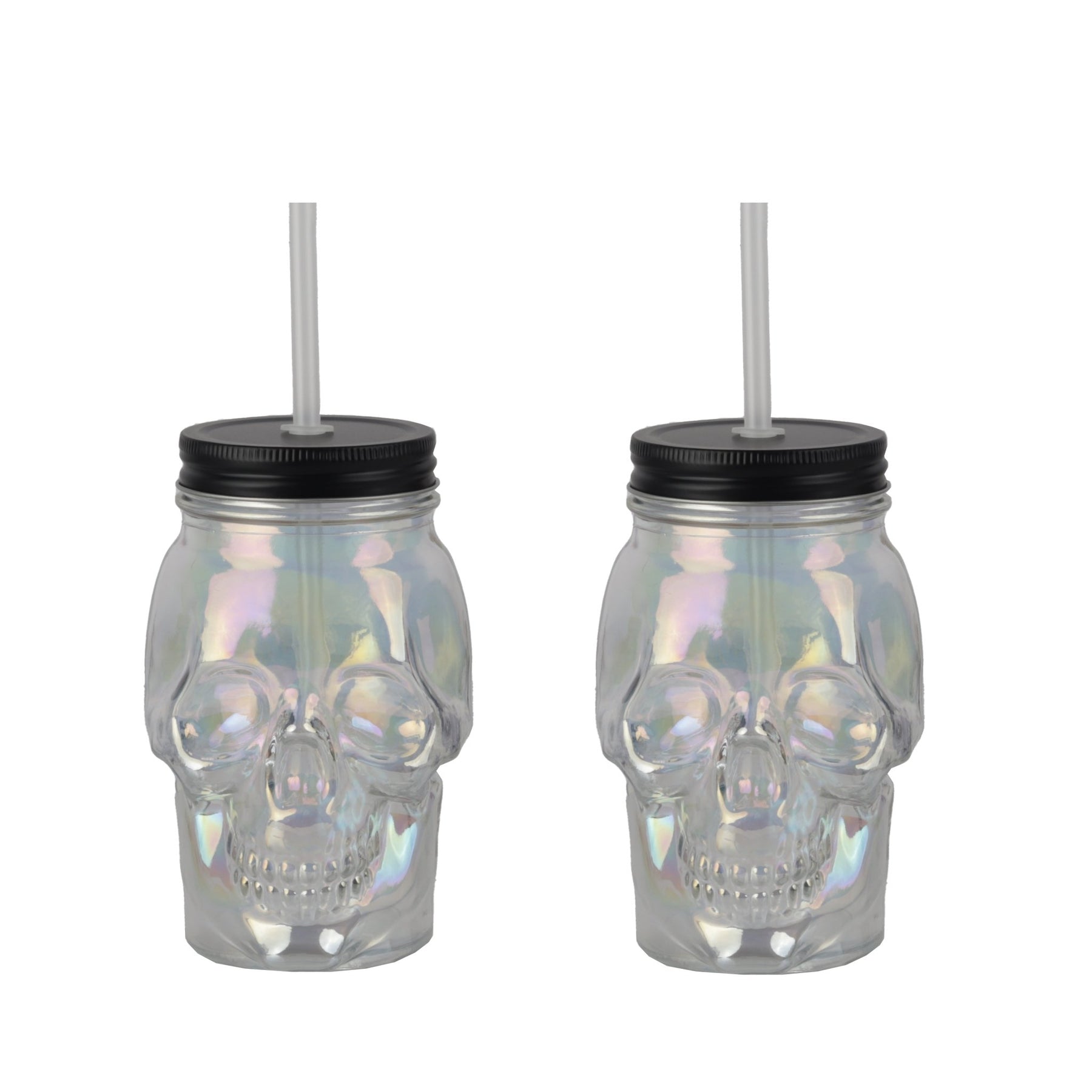 Servette Home Mason Glass Jar Drinking Glasses with Handles & Copper Lid -  Set of 2 