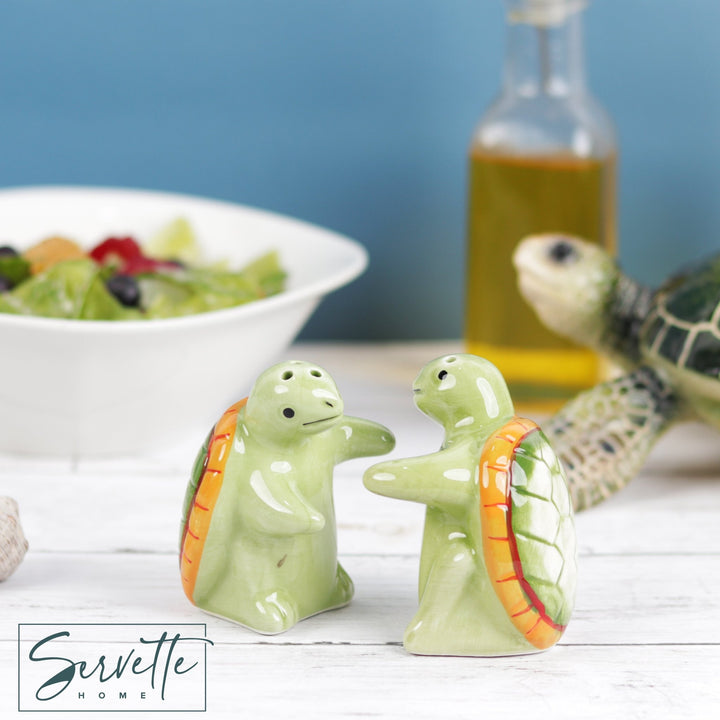 Servette Home Salz- Und Pfefferstreuer 'Hugging Turtles' - Süße Meeresschildkröten Aus Keramik