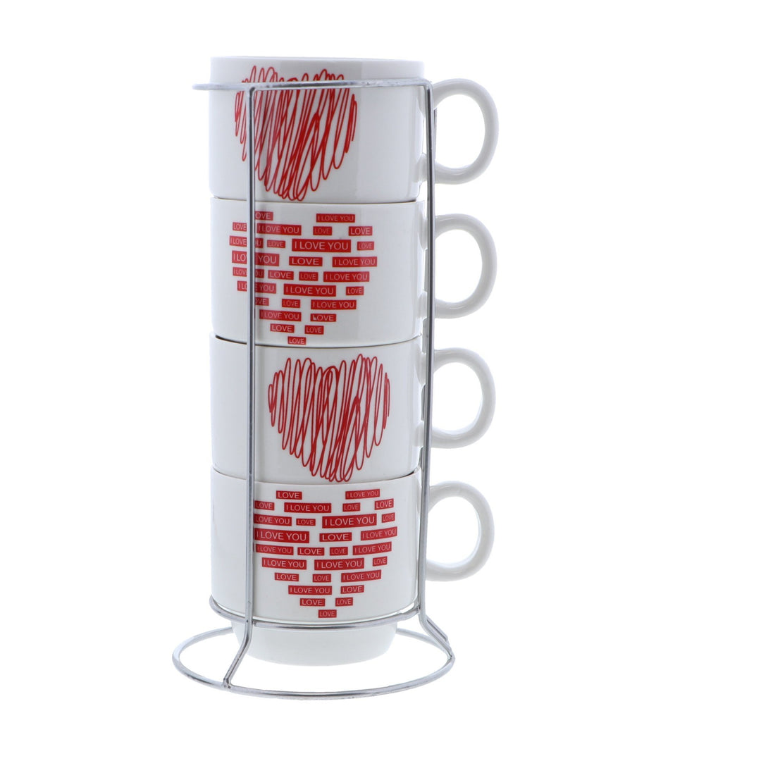 Hearts Stackable 4 oz Coffee Cups