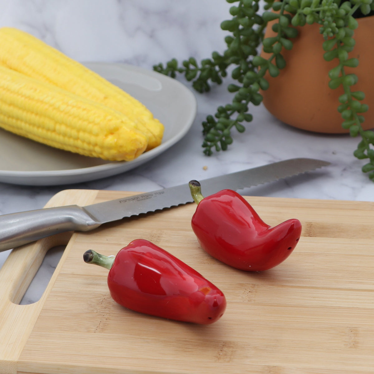 Ceramic Chili Pepper Salt & Pepper Shakers